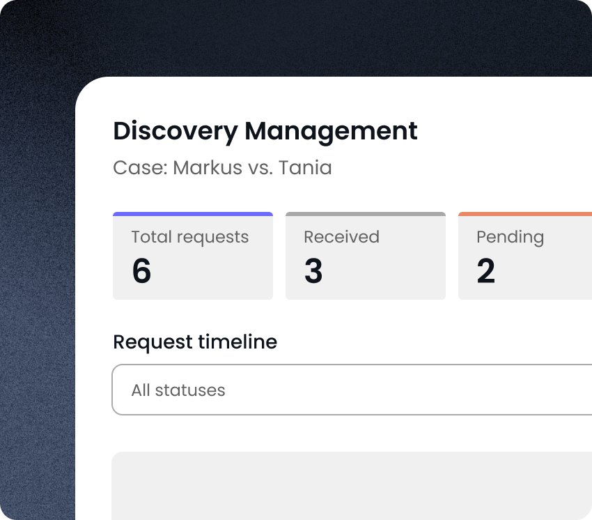 Discovery management dashboard with request tracking and deadline status