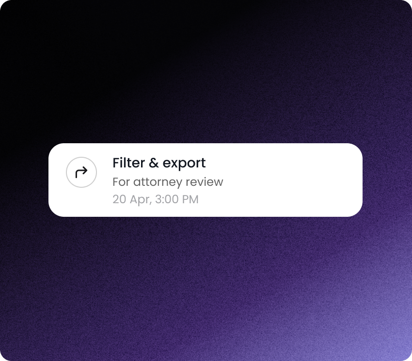 Timeline generation view with chronological incident entries and filters